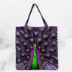 Peacock Bird Color Grocery Tote Bag