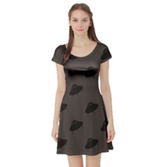 Black Ufo Short Sleeve Skater Dress