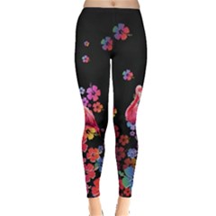 Vintage Flowers Black Flamingo Leggings 
