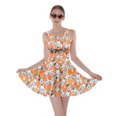 Seamless Dalmatian Dogs Orange Skater Dress