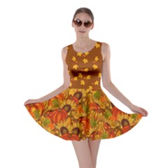 Pumpkins Dark Orange Fallen Autumn Leaves Skater Dress