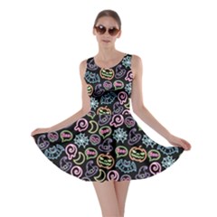 Halloween Pumpkin Neon Colorful Booo Skater Dress