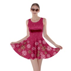 Snowflakes Dark Magenta Fun Xmas Party Skater Dress