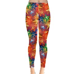 Colorful Xmas Stars Lights Stretch Leggings