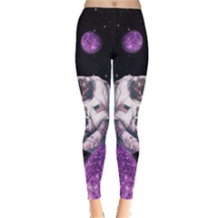 Kitty Cat Grumpy Face Purple Leggings 