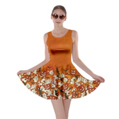 Orange Bats Pumpkin Fun Halloween Skater Dress