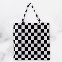 Black White Checker Pattern Checkerboard Grocery Tote Bag