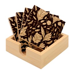 Background Pattern Leaves Texture Bamboo Coaster Set