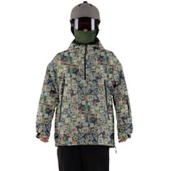 Sticker Collage Motif Pattern Black Backgrond Men s Ski And Snowboard Waterproof Breathable Jacket