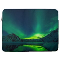 Iceland Aurora Borealis 17  Vertical Laptop Sleeve Case With Pocket