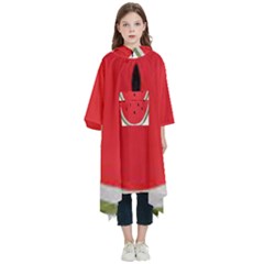 Watermelon Pillow Fluffy Kids  Hooded Rain Ponchos