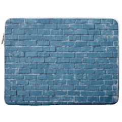 White And Blue Brick Wall 17  Vertical Laptop Sleeve Case With Pocket