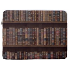 Old Bookshelf Orderly Antique Books 17  Vertical Laptop Sleeve Case With Pocket