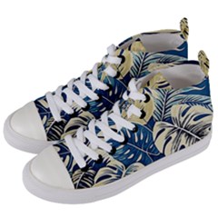 Abstract Art Tropical Leaves Women s Mid-top Canvas Sneakers