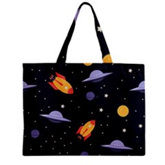 Cosmos Rocket Spaceship Ufo Zipper Mini Tote Bag