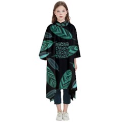 Leaves Pattern Abstract Blade Kids  Hooded Rain Ponchos