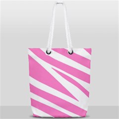 White Pink Stripes, Pattern Full Print Rope Handle Tote (small)