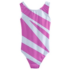 White Pink Stripes, Pattern Kids  Cut-out Back One Piece Swimsuit