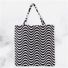 Black White Wave Pattern Wavy Water Seamless Grocery Tote Bag