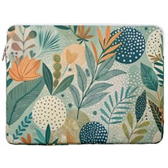 Leaves Pattern Flora Nature 17  Vertical Laptop Sleeve Case With Pocket