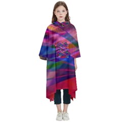 Wave Lines Pattern Abstract Kids  Hooded Rain Ponchos