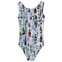 Bottle Chic Print Patterns Kids  Cut-out Back One Piece Swimsuit