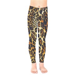 Leopard Skin Texture, Macro, Brown Kids  Leggings