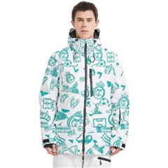 Real Madrid, Background, Pattern, Sport Men s Multi Pockets Zip Ski And Snowboard Waterproof Breathable Jacket