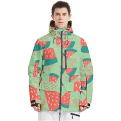 Watermelon Dots Summer Pattern Men s Multi Pockets Zip Ski And Snowboard Waterproof Breathable Jacket