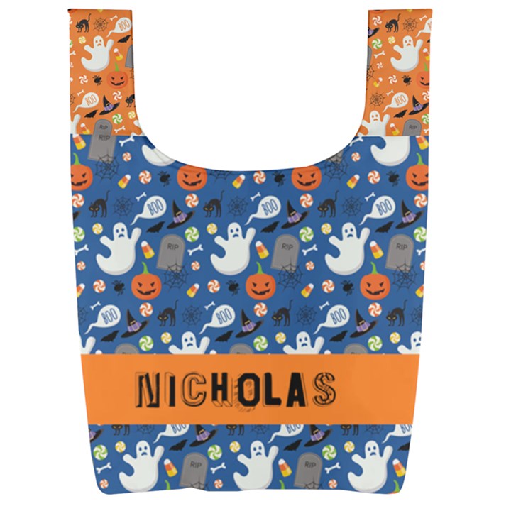 Personalized Halloween Name Any Text Foldable Shopping Bag Foldable Shopping Bag