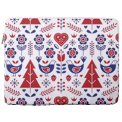 Scandinavian Folk Seamless Pattern 17  Vertical Laptop Sleeve Case With Pocket