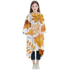 Brown Autumn Leaves Kids  Hooded Rain Ponchos