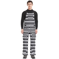 Black And White Circles Pattern Men s Side Zip Front Pouch Ski And Snowboard Bib Pants	
