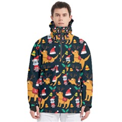 Funny Christmas Pattern Background Men s Pullover Zip Ski And Snowboard Waterproof Breathable Jacket