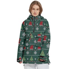 Beautiful Knitted Christmas Pattern Women s Pullover Zip Ski And Snowboard Waterproof Breathable Jacket