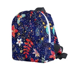 Festive Floral Pattern Christmas Blue Floral Flower Foliage Leaves Pattern Red Snow Winter Kids  Age 2-4 Lightweight Preschool Backpack
