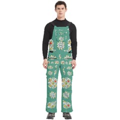 Retro 1960s Flowers Pattern 2 Men s Side Zip Front Pouch Ski And Snowboard Bib Pants	