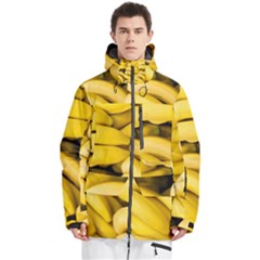 Bananas, Macro, Fruits, Ripe Bananas Men s Multi Pockets Zip Ski And Snowboard Waterproof Breathable Jacket