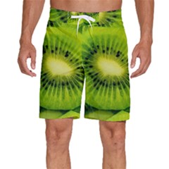 Kiwi Fruits, Close-up, Exotic Fruit Men s Beach Shorts