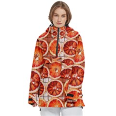 Peorange, Fruit, Citrus Women s Pullover Zip Ski And Snowboard Waterproof Breathable Jacket
