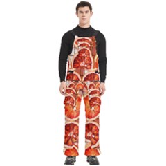 Peorange, Fruit, Citrus Men s Side Zip Front Pouch Ski And Snowboard Bib Pants	