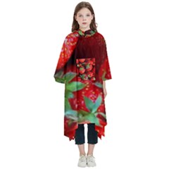 Strawberry, Berries, Fresh, Red Kids  Hooded Rain Ponchos