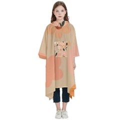 Minimalist Pattern With Simple Lines,flower And Shapes, Creating A Clean And Modern Kids  Hooded Rain Ponchos