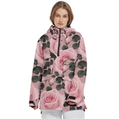 Pink Roses Women s Pullover Zip Ski And Snowboard Waterproof Breathable Jacket