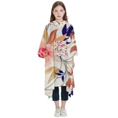 Abstract Floral Background Kids  Hooded Rain Ponchos