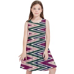 Pattern Zigzag Stripe Design Kids  Skater Dress