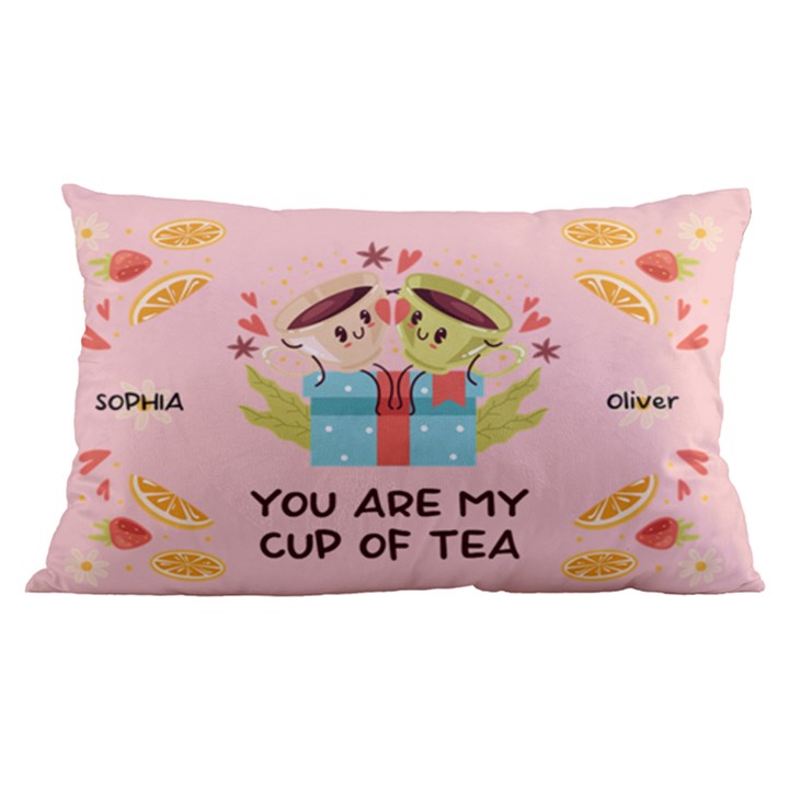 Custom You Are My Cup of Tea Couple Name 16 x24  Lumbar Throw Cushion Case (Two Sides)