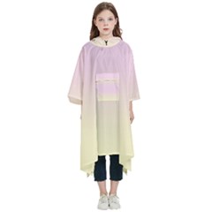 Cream Yellow To Pink Lace Bilinear Gradient Kids  Hooded Rain Ponchos