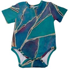 Aqua Batik, Abstract, Colorful Baby Short Sleeve Bodysuit