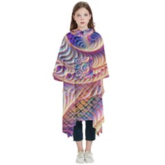 Abstract Fractal Art Swirl Pattern Kids  Hooded Rain Ponchos